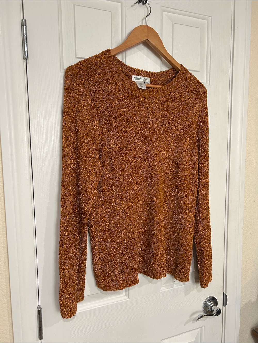 Coldwater Creek Pumpkin Spice Gold Textured Popcorn Knit Long Sleeve Top Medium